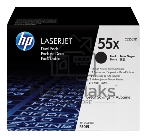 Картридж лазерный набор из 2 шт HP LaserJet CE255XD черный для LJ P3015(2 х 12500стр)