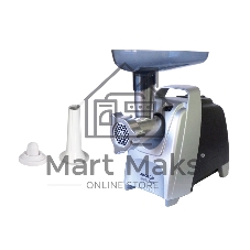 Мясорубка электрическая Аксион М61.01 черно-серебристый, 2000 Вт, 4.0 кг/мин, реверс, защита от перегрузки, насадки - 4