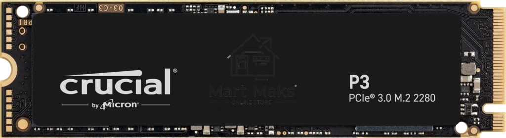 Накопитель SSD Crucial P3, 2Tb, M.2 2280, PCIe 3.0 x4, NVMe, R/W 3500/3000