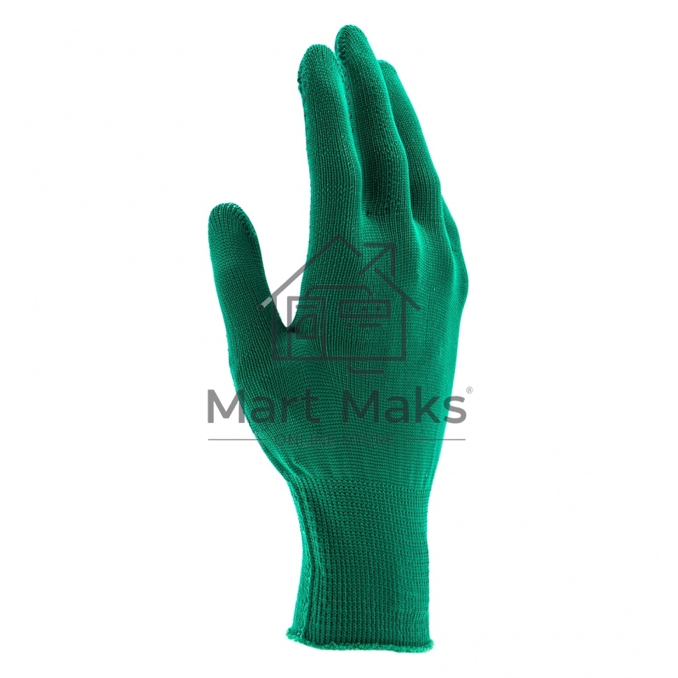 Перчатки из синтетической нити, ПВХ точка, 13 класс, изумрудный, L Россия