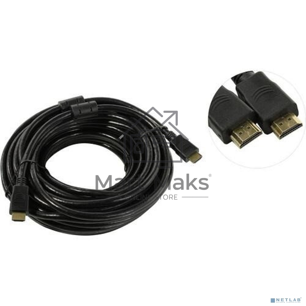 Кабель HDMI Exegate EX287727RUS EX-CC-HDMI2-15.0F (19M/19M, v2.0, 15м, 4K UHD, Ethernet, ферритовые кольца, позолоченные контакты)