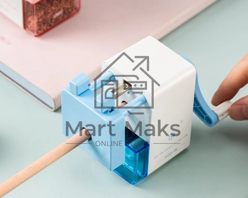Точилка для карандашей механическая Deli EH515-BL, 1 отверстие, пластик, голубой/белый, пластиковый бокс