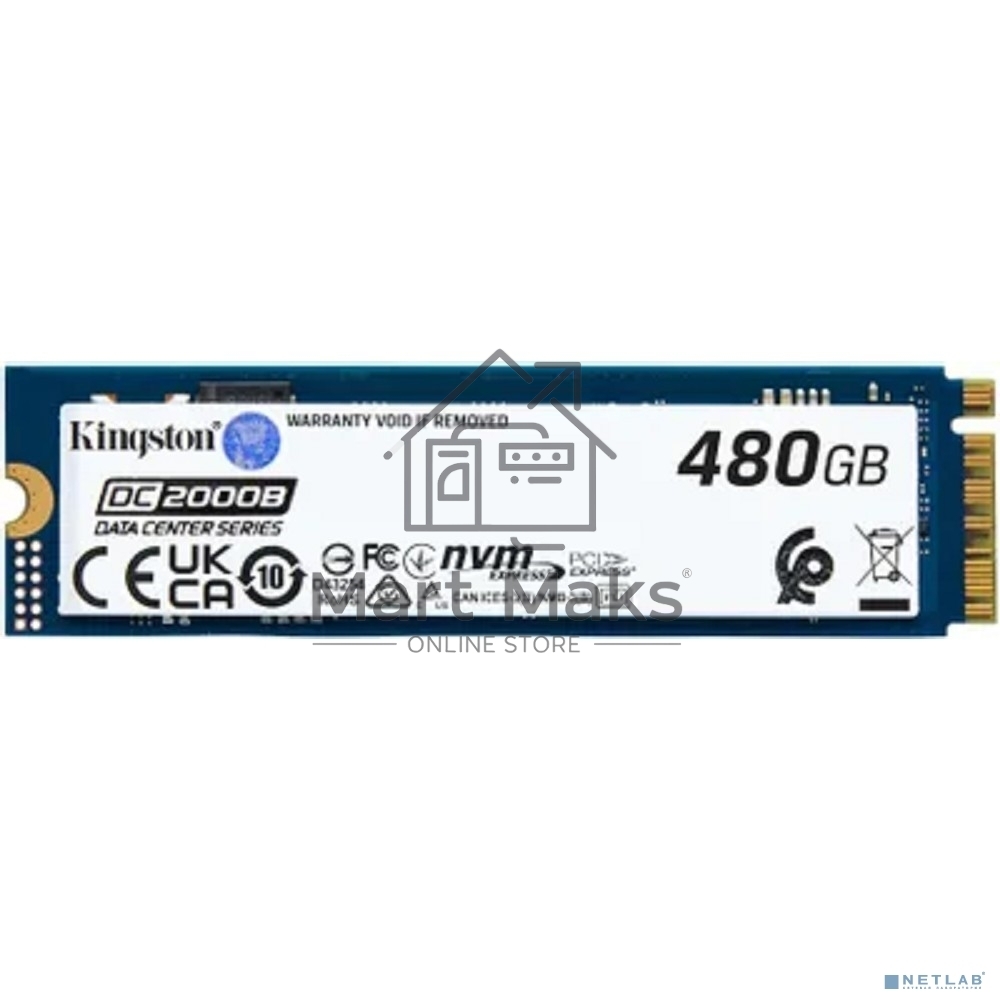 Накопитель SSD Kingston DC2000B, 480GB, PCIe 4.0 x4, M.2 2280, R/W 7000/800