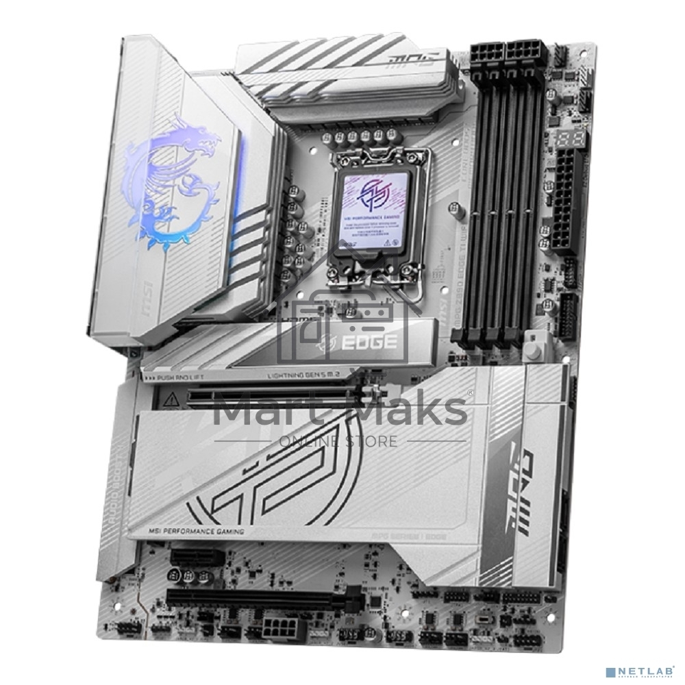 Материнская плата MSI MPG Z890 EDGE TI WIFI, LGA 1851, Intel Z890, 4xDDR5, 4xSATA, 5xM.2, 1xPCIe 5.0 x16, 1xPCIe 4.0 x4, 1xPCIe x1, 1xHDMI, 1x5Gb LAN, 1xUSB-A 2.0, 4xUSB-A 3.2 Gen 1, 4xUSB-A 3.2 Gen 2, 1xUSB-C 3.2 Gen 2, 2xUSB-C TB4, 2x3.5 мм, 7.1, ATX