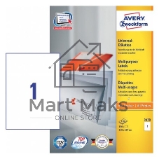 Этикетки самоклеящиеся Avery Zweckform 3424 A4, 105x48 мм, 12 шт, универсальная, 70 г/м2, 100 л, покрытие матовое, белый