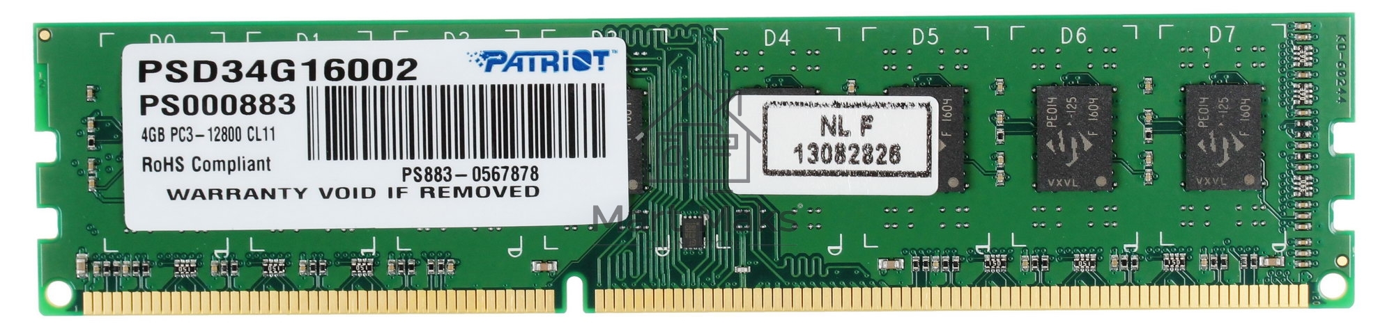 Оперативная память Patriot, DDR3, 4GB (1x4 GB), 1600 MHz, CL11, DIMM