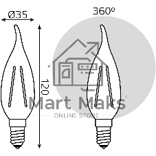 Лампа cветодиодная Gauss LED Filament Свеча на ветру E14 11W 720lm 2700K 1/10/50