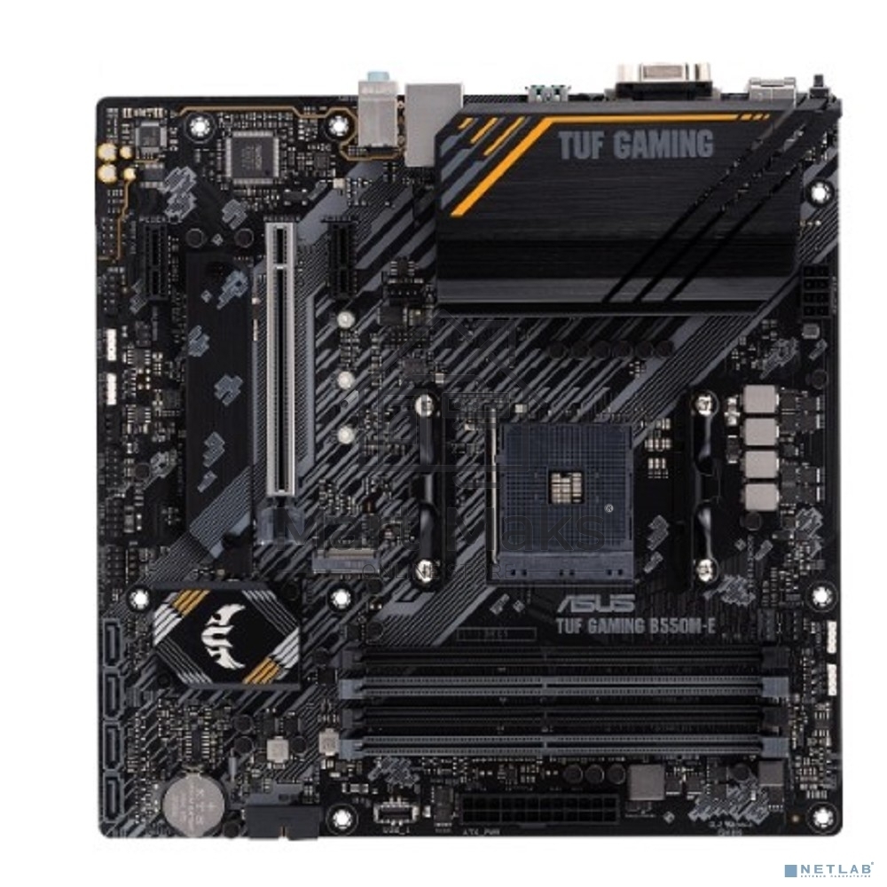 Материнская плата ASUS TUF GAMING B550M-E, AM4, AMD B550, 4xDDR4, 4xSATA, 2xM.2, 1xPCI-E 4.0 x16, 2xPCI-E x1, 1xHDMI, 1xDP, 1xVGA, 1x 1Gb LAN, 2xUSB 2.0, 2xUSB 3.2 Gen 1, 2xUSB 3.2 Gen 2, 3x3.5 мм, 7.1, Micro-ATX