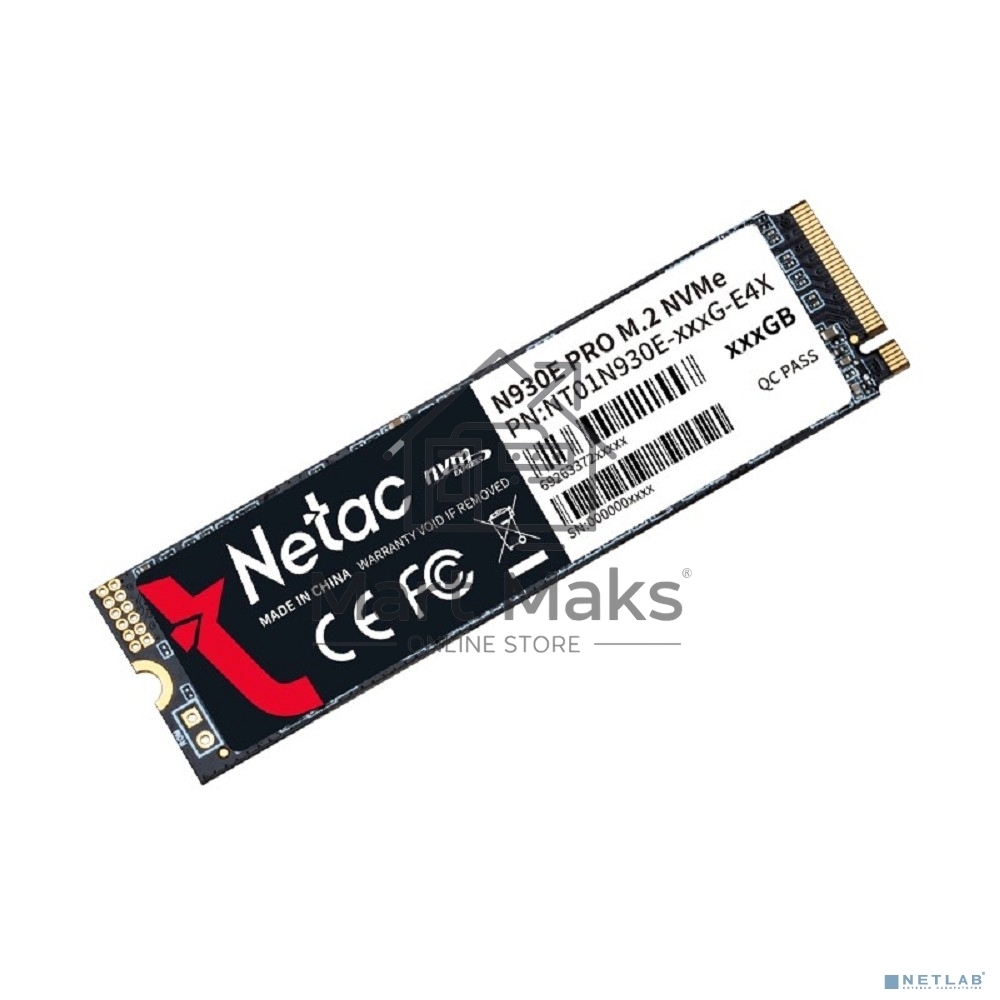 Накопитель SSD Netac N930E Pro, 512GB, PCIe 3.0 x4, M.2 2280, NVMe, R/W 2080/1700
