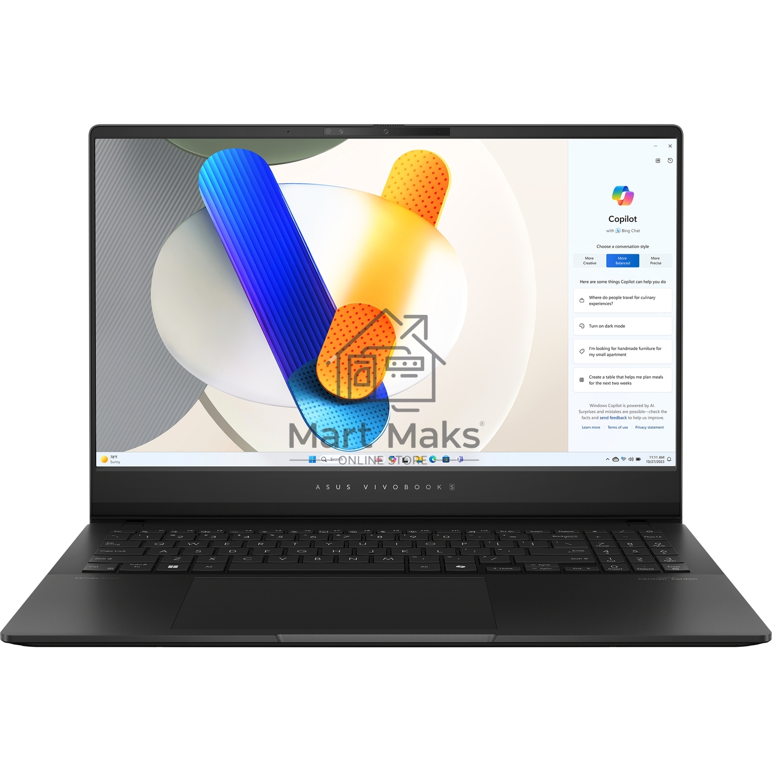 Ноутбук Asus Vivobook S 15 OLED S5506MA-MA066W Core Ultra 5 125H 16Gb SSD1Tb Intel Arc 15.6