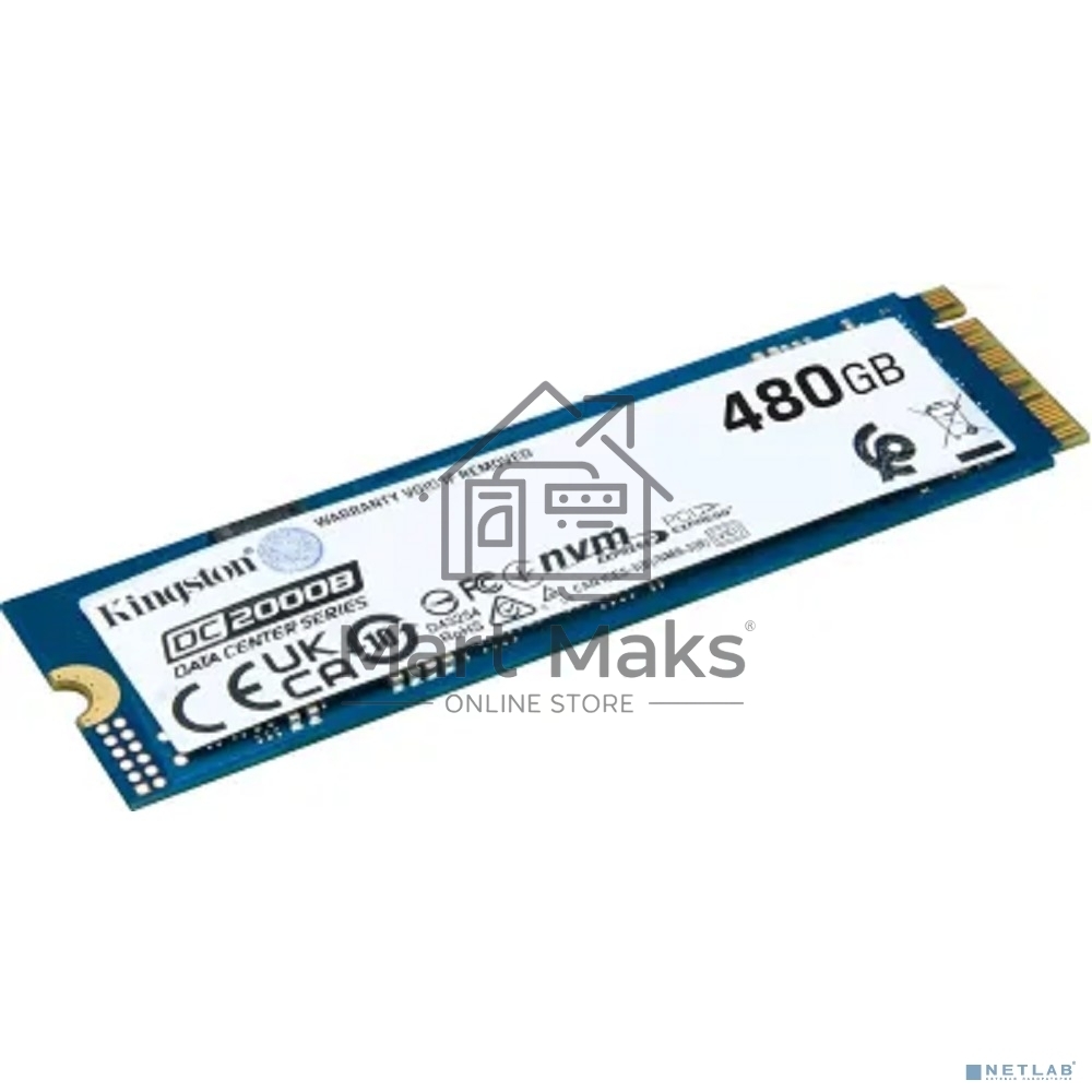 Накопитель SSD Kingston DC2000B, 480GB, PCIe 4.0 x4, M.2 2280, R/W 7000/800
