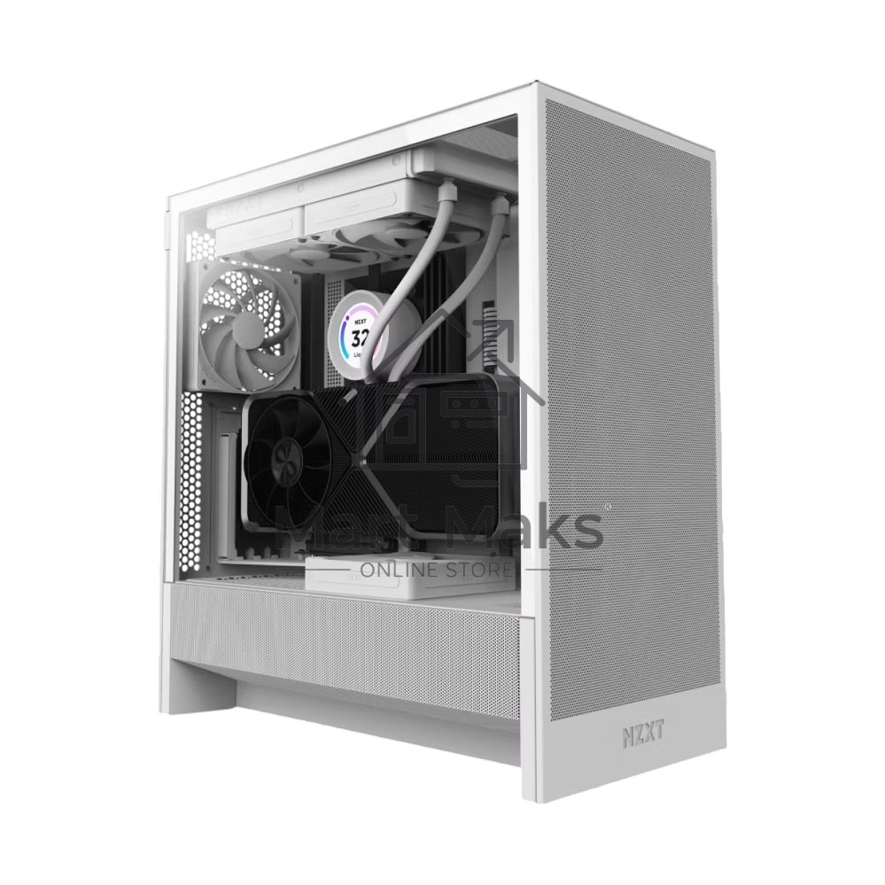 Компьютерный корпус без блока питания NZXT H5 Flow (2024), Midi-Tower, TG, 2x120мм, 1xUSB-A 3.2 + 1xUSB-C 3.2, E-ATX, ATX, mATX, mITX белый