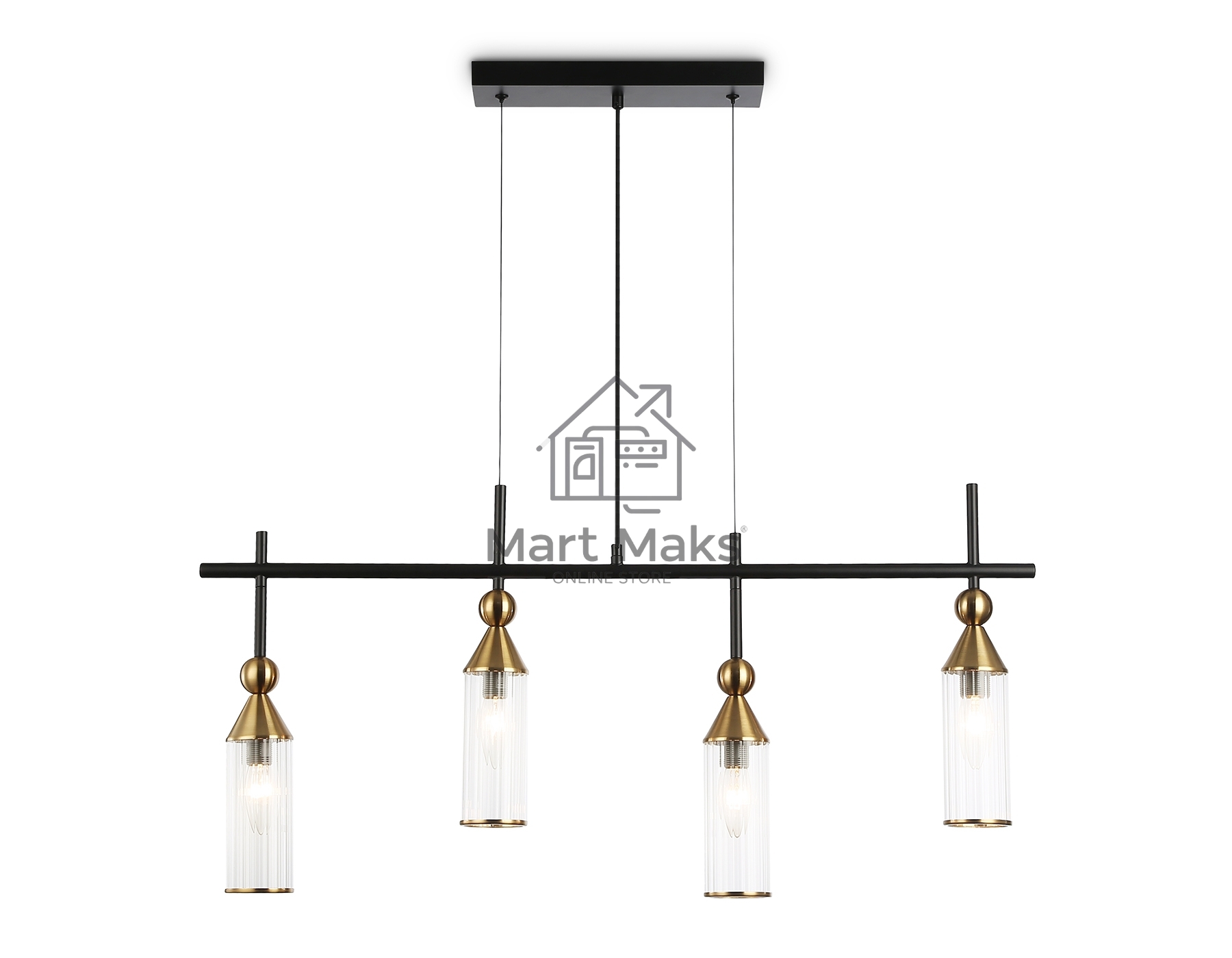 Светильник Ambrella light LH55254/4 BK/BS/CL черный/латунь/прозрачный E14*4 max 40W 845*65*1150