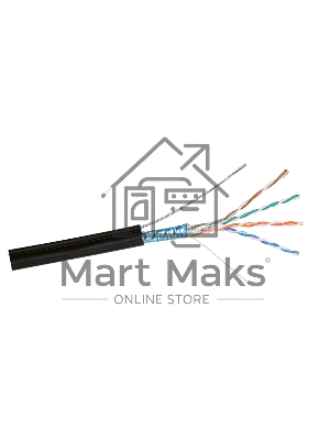 Кабель Exegate FTP 4 пары кат.5e медь, экран, внешн. прокладка, с тросом, катушка 305м, черный, PE