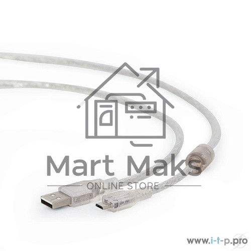 Кабель Cablexpert USB 2.0 Pro, AM/microBM, 1,8м, экран, феррит.кольцо, прозрачны (CCP-mUSB2-AMBM-6-TR)