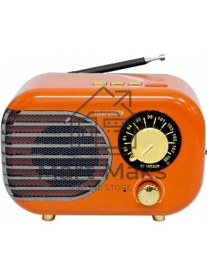 Радиоприемник настольный Telefunken TF-1682UB оранжевый/золотистый USB microSD