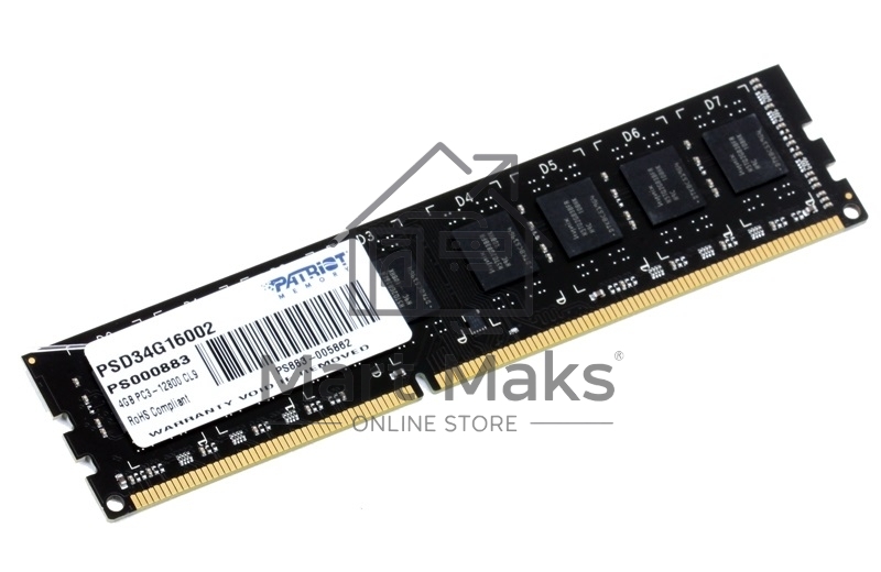 Оперативная память Patriot, DDR3, 4GB (1x4 GB), 1600 MHz, CL11, DIMM
