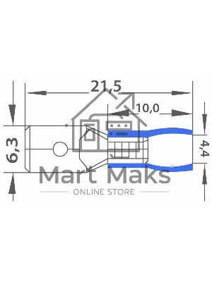 Клеммы,сжим Rexant(08-0333) КЛЕММА ПЛОСКАЯ изолированная (КПИ штекер - 6.3мм) 1.5-2.5мм (MDD2-250, VM2-250) (100 шт. в уп.)