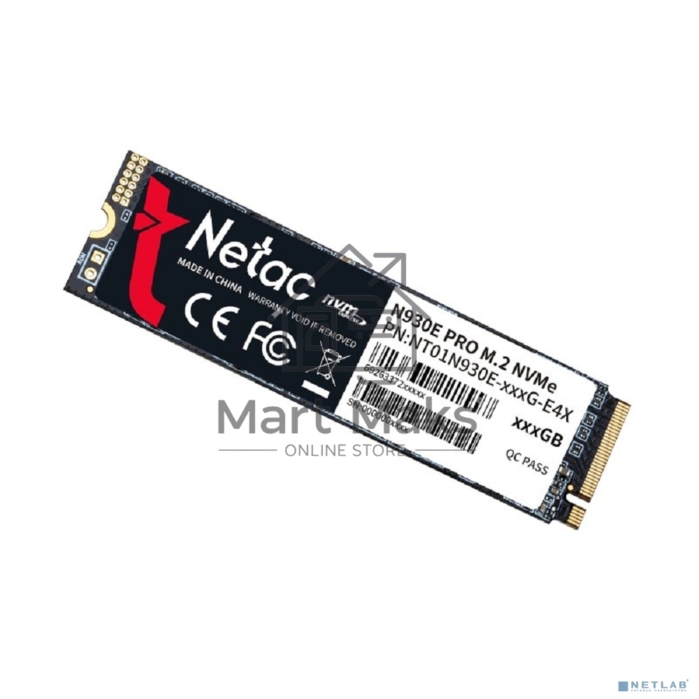Накопитель SSD Netac N930E Pro, 512GB, PCIe 3.0 x4, M.2 2280, NVMe, R/W 2080/1700