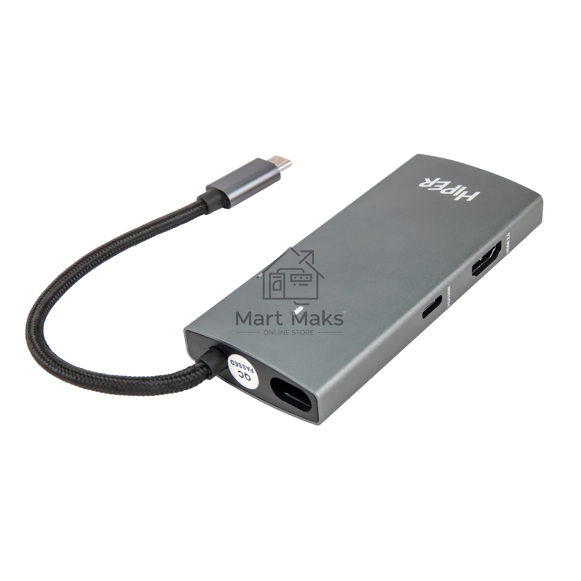 Док-станция HIPER Docking station USB-C HUB 6in1 (1*USB-C 100W PD, 1*HDMI 4K@60Hz, 2*USB-A 3.0 (5Gbps data), 1*USB-C 3.0 (5Gbps data), 1*RJ45 Gb)