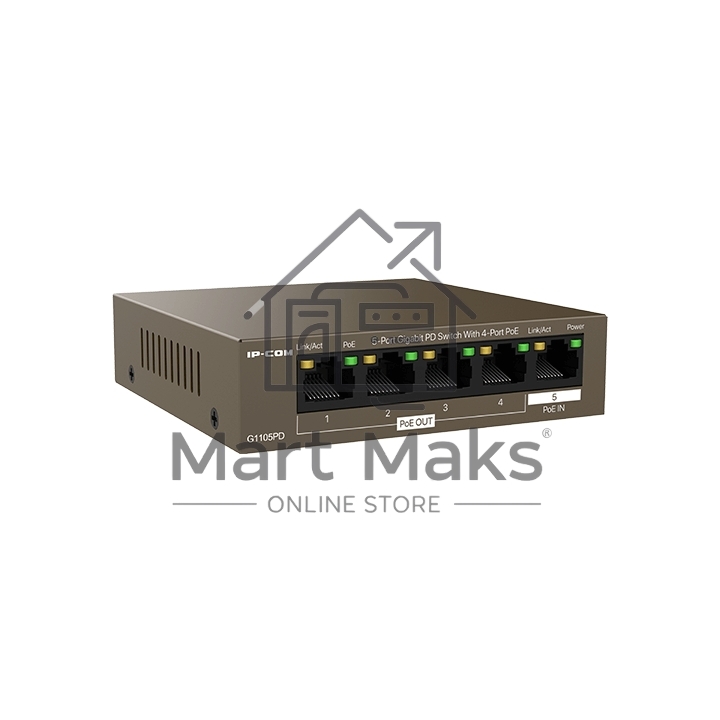 Коммутатор TENDA G1105PD (IP-COM) (5 портов Ethernet 10/100/1000 Мбит/сек, 4xPoE IEEE 802.3af 15.4W (max 30W)) (G1105PD)