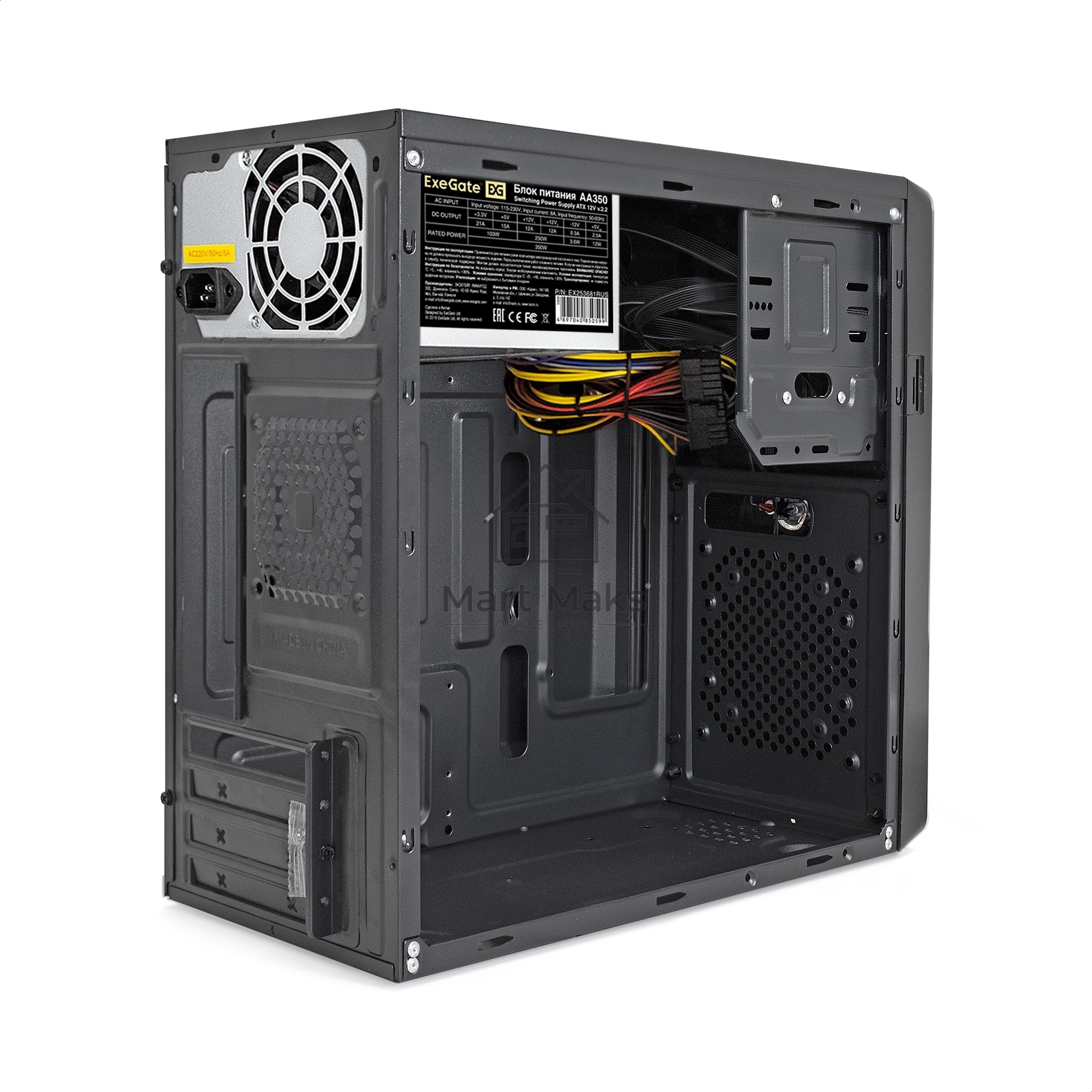 Компьютерный корпус Minitower ExeGate EX286424RUS BA-309-350W-8 (mATX, БП AA350 с вент. 8см, 2*USB, HD аудио, черный)