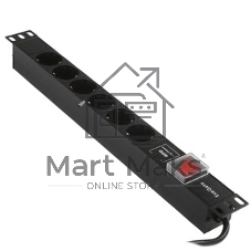Блок розеток горизонтальный ExeGate ServerPro PDU-19H608 Al-6S-EU2-SW-SPD1, 19