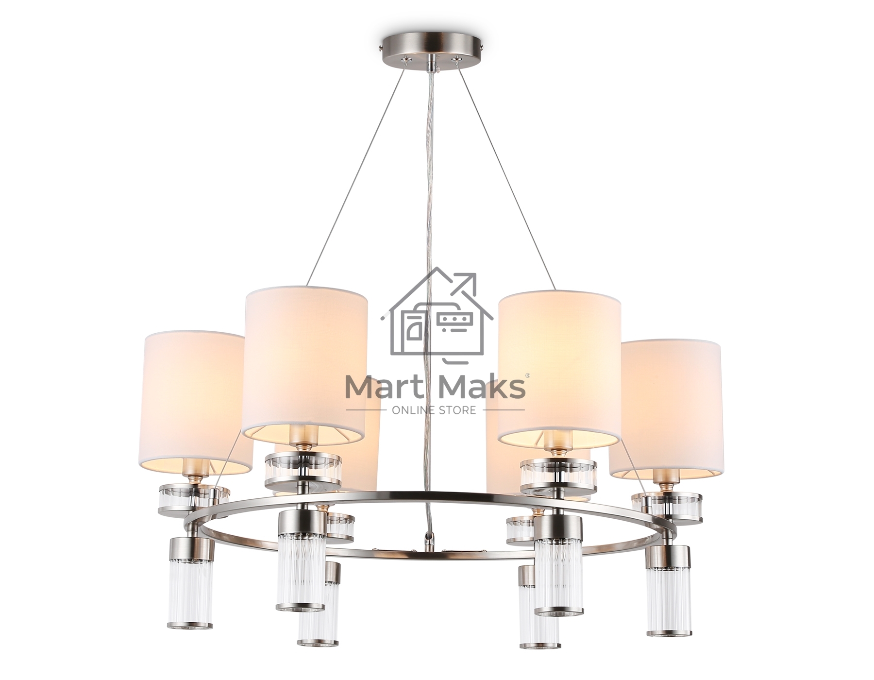 Люстра Ambrella light LH71291/6 SN/WH никель/белый E14/6 max 40W D680*730
