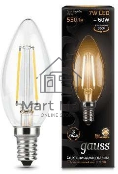 Светодиодная лампа GAUSS 103801107 LED Filament Свеча E14 7W 550lm 2700К 1/10/50