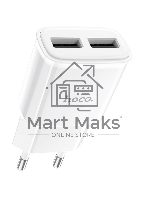 Блок питания (сетевой адаптер) HOCO C88A Star два порта USB, 2.4A, 10.8W белый