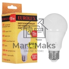 Лампа светодиодная EUROLUX LL-E-A60-15W-230-2,7K-E27