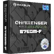 Материнская плата Maxsun Challenger B760M-F, LGA 1700, Intel B760, 2xDDR4, 3xSATA III, 2xM.2, 1xPCIe 4.0 x16, 1xHDMI, 1xVGA, 1xRJ-45 1Gb LAN, 2xUSB 3.2 Gen 1, 4xUSB 2.0, 3x3.5 мм, 5.1, mATX