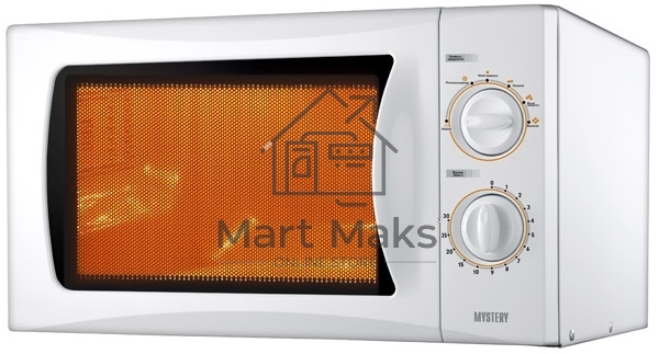 Микроволновая печь Mystery MMW-2013 белый, 20 л, 800 Вт, переключатели - поворотный механизм