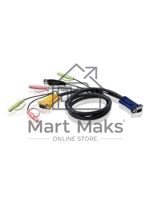 Кабель ATEN KVM Cable 2L-5305U Кабель для KVM: USB(Am)+DB15(m)+2*Audio (PC) -на- SPHD15(m)+2*Audio (KVM), 5м