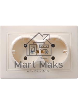 Розетка 2-м СП Кварта 16А РС12-3-ККм с заземл. IP20 крем. ИЭК ERK24-K33-16-DM