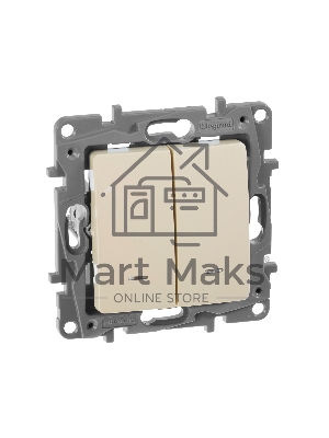 Выключатель 2-клавишный с подсветкой, на винтах, 10АХ, сл. кость