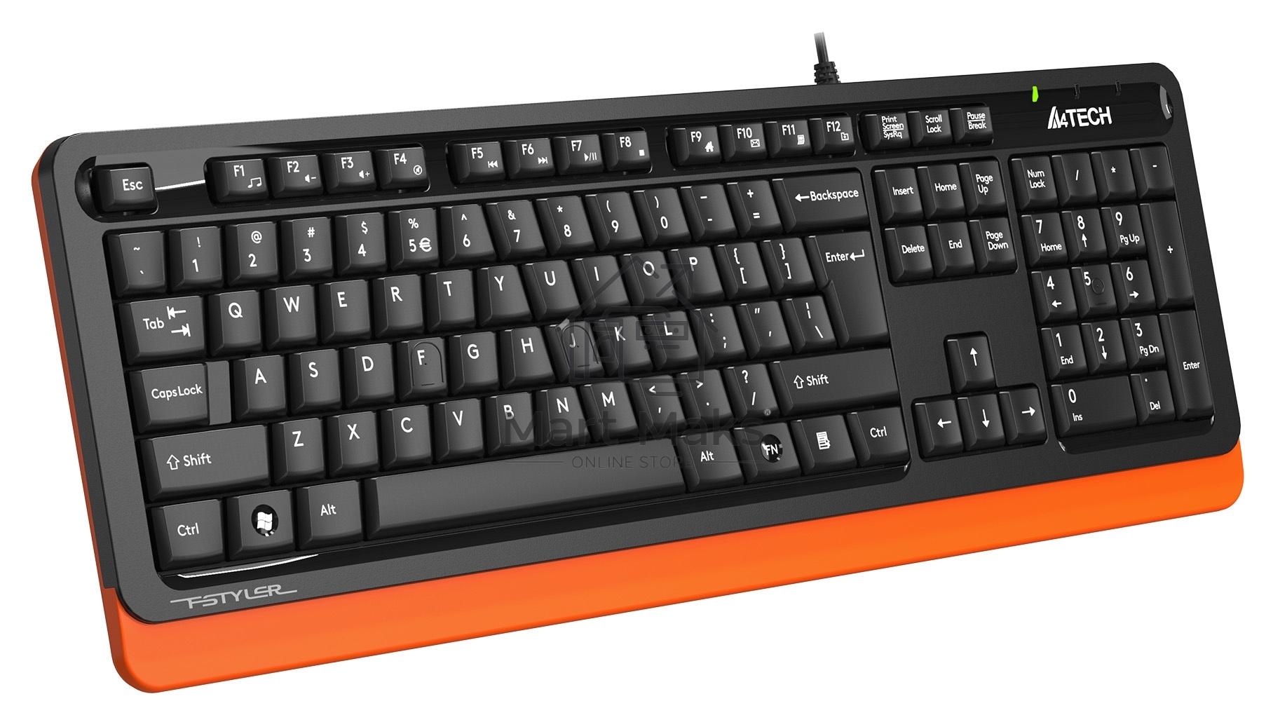 Клавиатура A4Tech Fstyler FKS10 проводная, USB, черный/оранжевый
