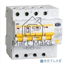 Выключатель автоматический дифференциального тока 4п C 10А 30мА тип AC 4.5кА АД-14 IEK MAD10-4-010-C-030