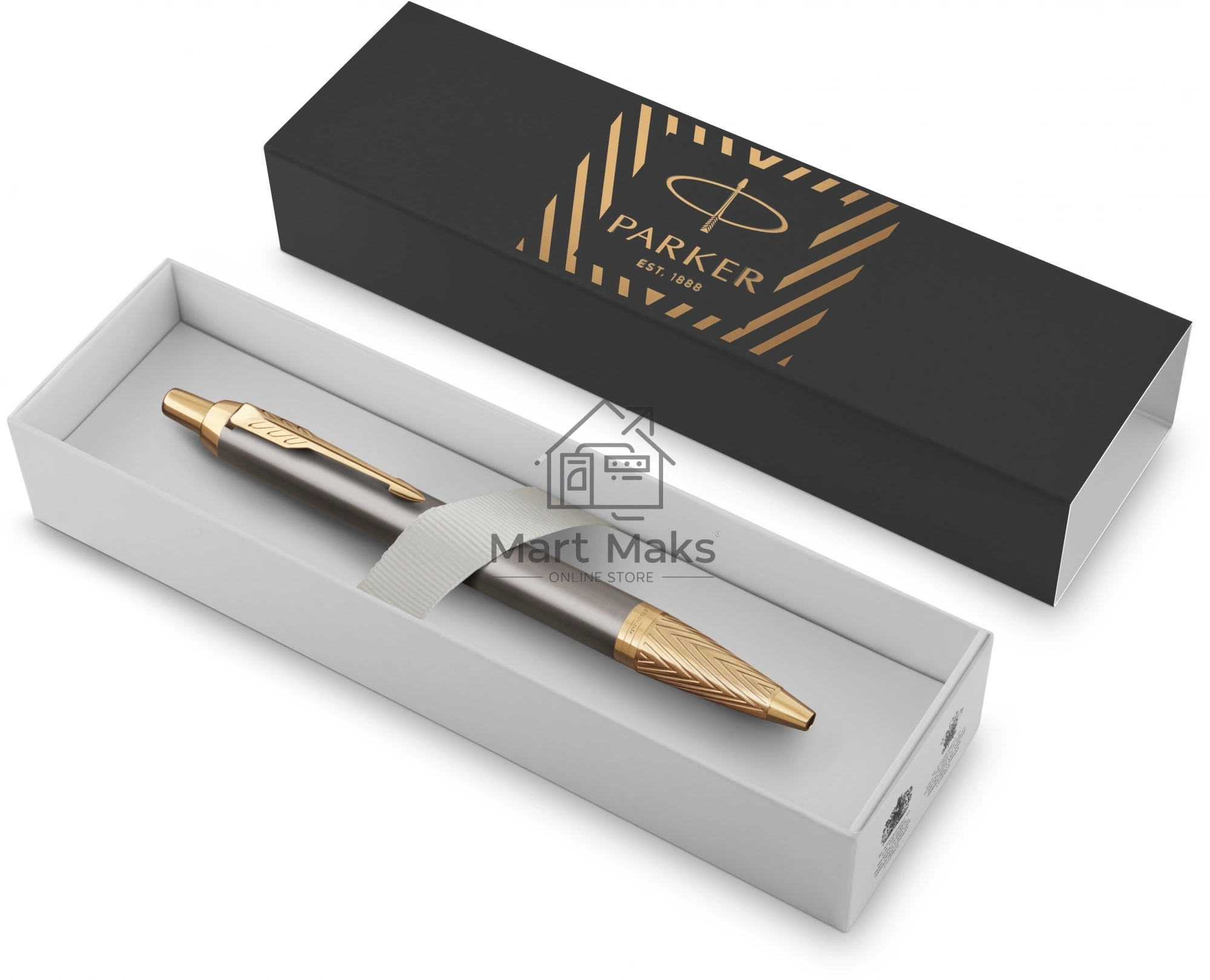 Ручка шариковая Parker IM Premium Pioneers K329 (2200954) Arrow Grey GT M, синие чернила, подарочная коробка