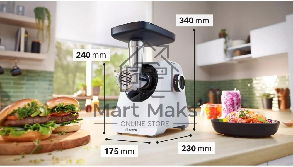 Мясорубка Bosch MFWS420W, 1900W, белый