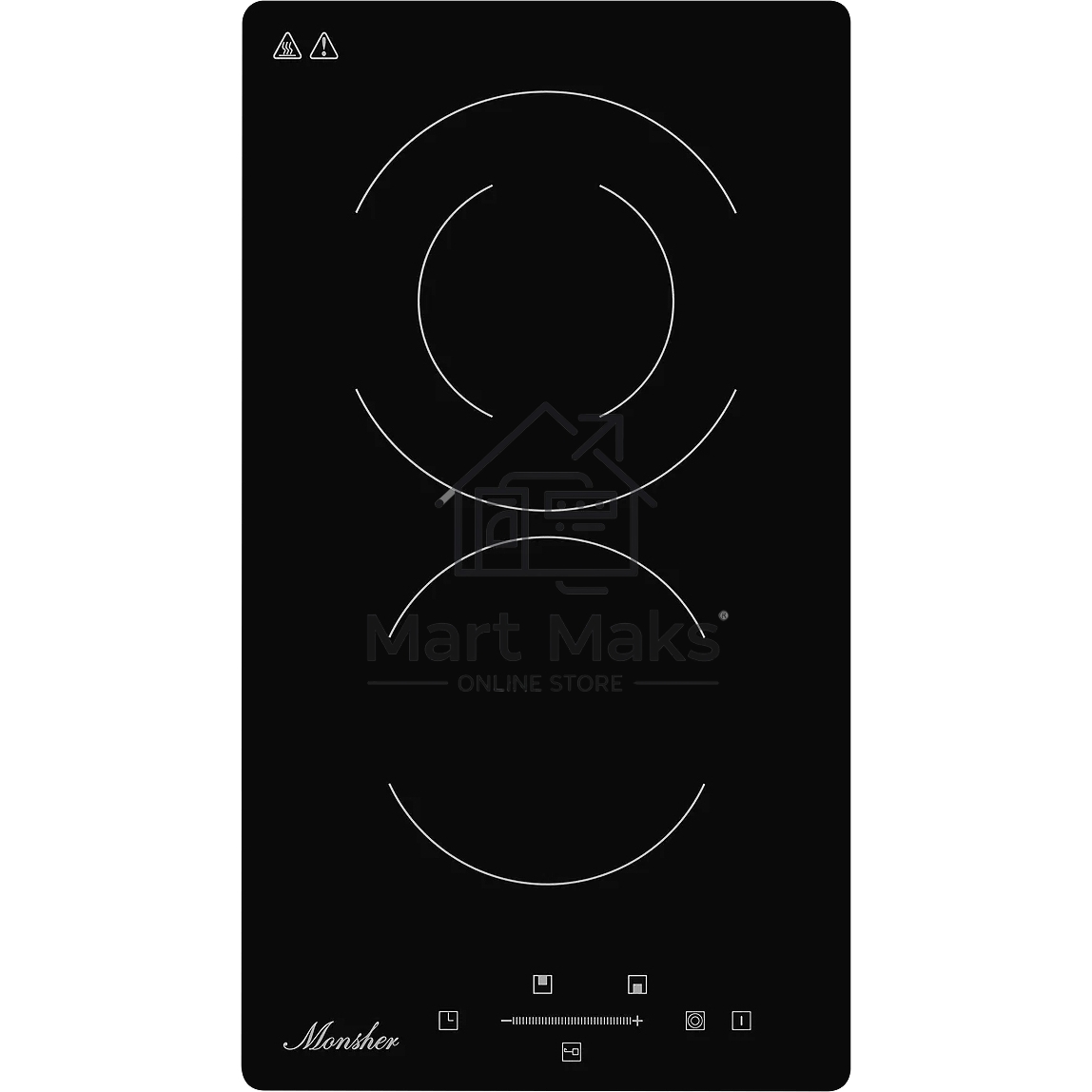 Встраиваемая варочная панель Monsher MHE 3002 30 см, электрическая, две конфорки, черный