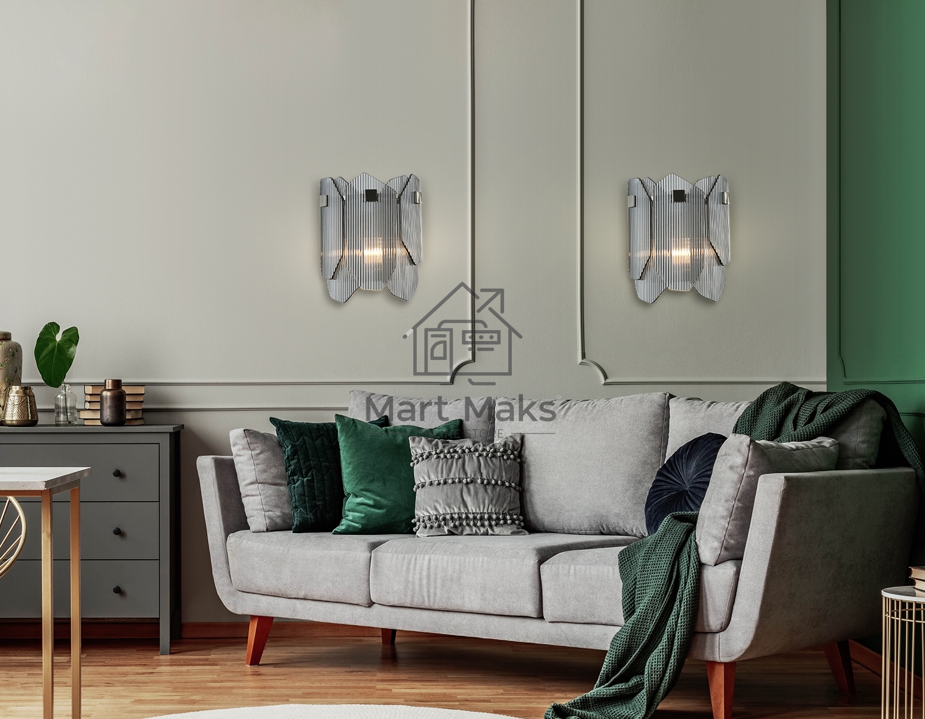 Светильник Ambrella light LH31207/2 SN/SM сатин никель/дымчатый E14*2 max 40W 220*150*270
