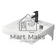 Комплект BAU 4 в 1: раковина над стиральной машиной Cerama 60х60, литьевой мрамор, кронштейны, выпуск и смеситель Hotel Black, черный