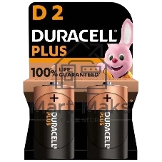 Батарейка Duracell Plus LR20 D BL2 Alkaline 1.5V (2/20) (2 шт.)