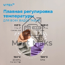 Утюг дорожный Vitek VT-8305 белый/фиолетовый, 1000 Вт, 30 г/мин, 45 г/мин, 70 мл