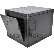 Шкаф телекоммуникационный настенный разборный ЦМО 9U (600 x 650) съемные стенки, дверь металл, черный (ШРН-М-9.650.1-9005)