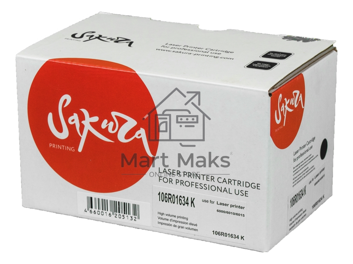 Картридж лазерный Sakura 106R01634 для Xerox Phaser 6000/6010, WC6015 черный, 2000 к.