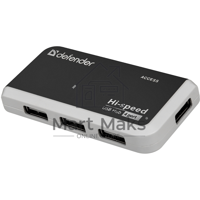 Разветвитель USB Defender QUADRO INFIX USB2.0 - 4 порта, скор. - до 480 Мбит/с, + кабель USB 2.0 A(M) - MiniB (M) - 1м.