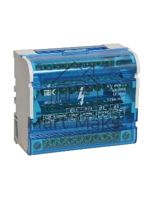 Шины на DIN-рейку в корпусе Iek YND10-4-11-125 (кросс-модуль) ШНК 4х11 3L+PEN ИЭК