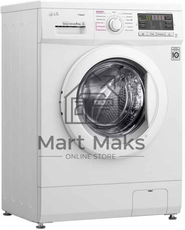 Стиральная машина LG F1296NDS0 белый, загрузка фронтальная 6 кг, 1200 об/мин., класс: А